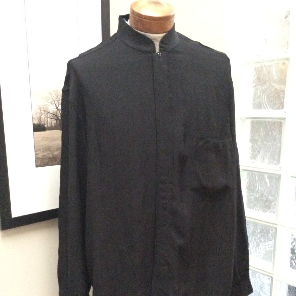 EQUILIBRIO  Men's Italian Dress Shirt Long Sleeve XL Business Casual Black